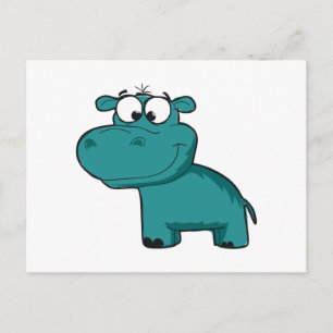Blue Happy Hippo Postcard