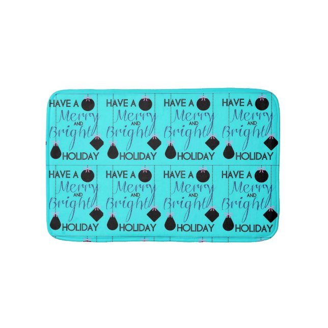 BLUE **HAPPY HOLIDAYS** CHRISTMAS BATH MAT (Front)