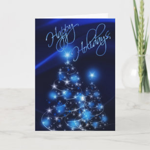 Blue Happy Holidays Christmas Card