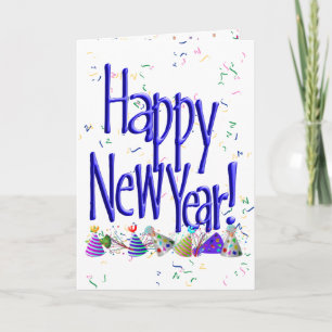 Blue HAPPY NEW YEAR!  Holiday Card