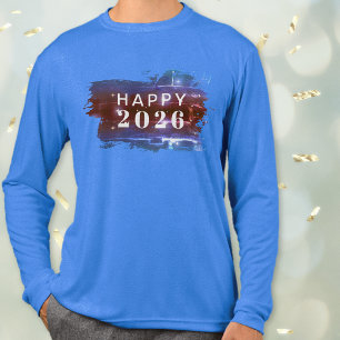 Blue Happy New Year Holiday T-Shirt Tri-Blend Shirt