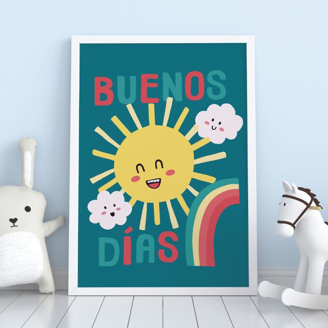 Blue Happy Sun Nursery Art in Spanish Poster (Creator Uploaded)