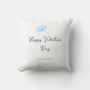 Blue happy Valentine's day love name flower rustic Cushion