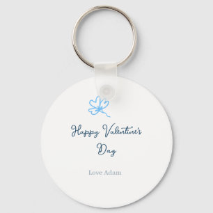 Blue happy Valentine's day love name flower rustic Key Ring