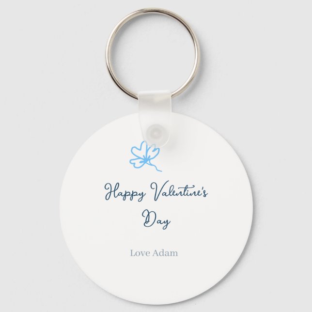 Blue happy Valentine's day love name flower rustic Key Ring (Front)