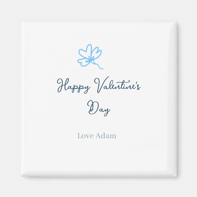 Blue happy Valentine's day love name flower rustic Magnet (Front)