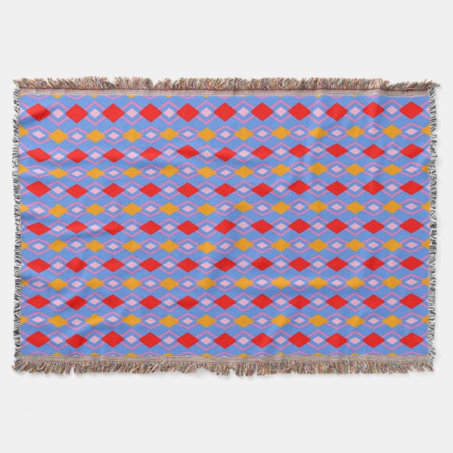 Blue Harlequin Knot Throw Blanket (Front)