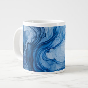Blue Harmonious Flow Blue White Abstract Large Coffee Mug