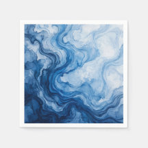 Blue Harmonious Flow Blue White Abstract