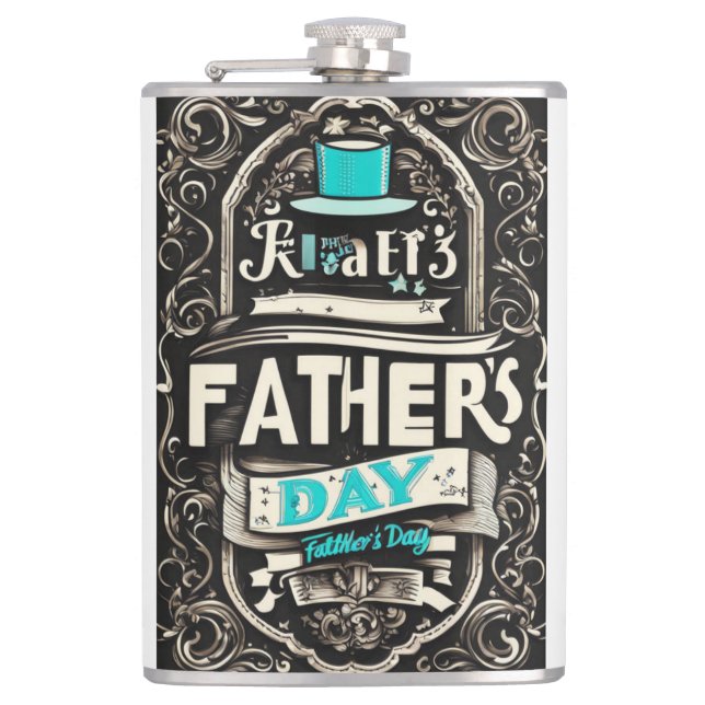 Blue Hat Father's Day Hip Flask (Front)
