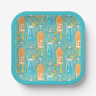 Blue Hawaii and Tropical Itch - Bg Turquoise Paper Plate