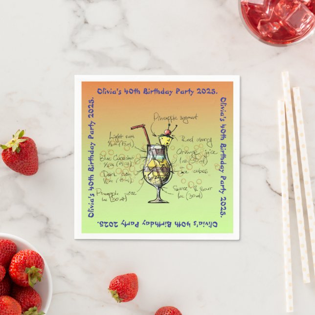 Blue Hawaii Birthday Party Napkin (Insitu)