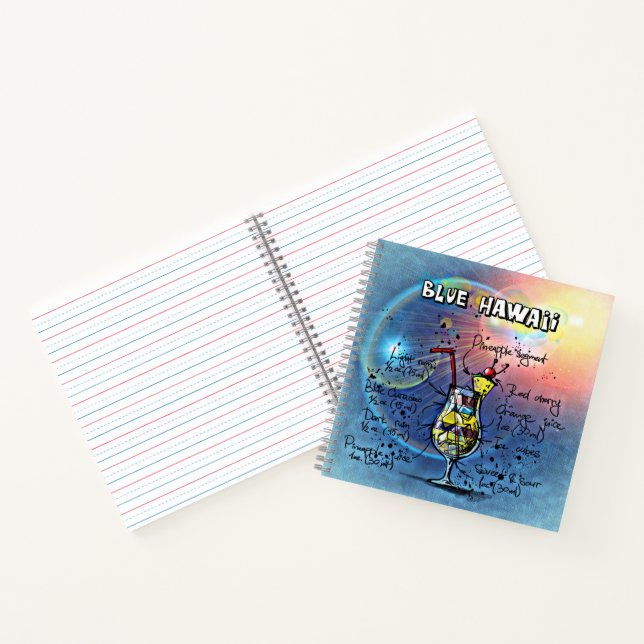 Blue Hawaii Cocktail (#1 of 12 Drink Recipe Sets) Notebook (Inside)
