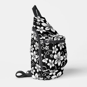BLUE HAWAII PATTERN IN BLACK SLING BAG