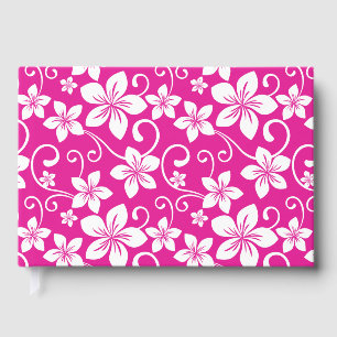 BLUE HAWAII PATTERN IN HOT PINK GUEST BOOK