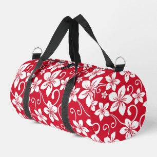 BLUE HAWAII PATTERN IN RED DUFFLE BAG