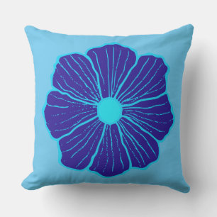 Blue Hawaiian Flower Outdoor Cushion