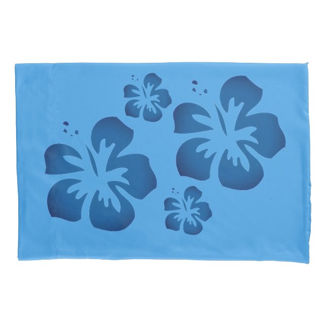 Blue Hawaiian Flower  Pillowcase (Front)