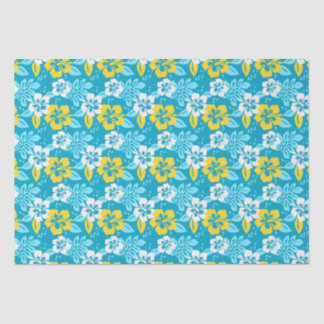 Blue Hawaiian Hibiscus Floral Pattern Tissue Paper