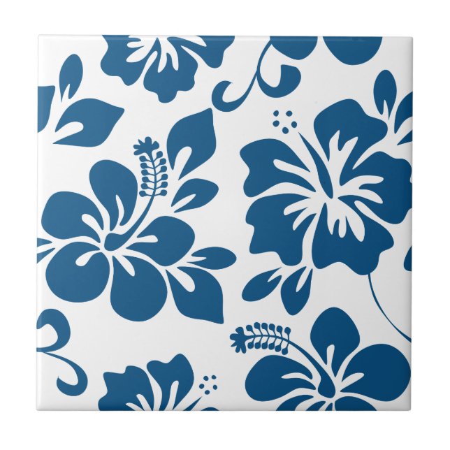 Blue Hawaiian Hibiscus Tile (Front)