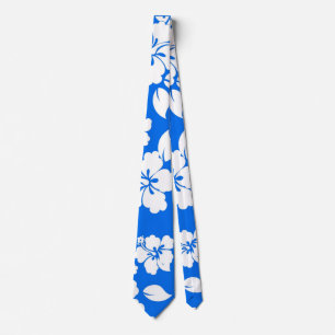 Blue Hawaiian Pattern Tie
