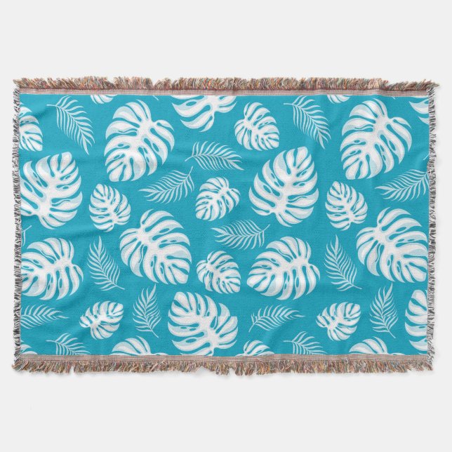 Blue Hawaiian Print  Throw Blanket (Front)