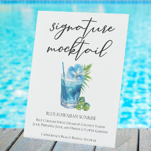 Blue Hawaiian Sunrise Beach Signature Mocktail Pedestal Sign