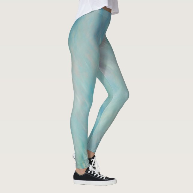 Blue haze float abstract art leggings (Right)