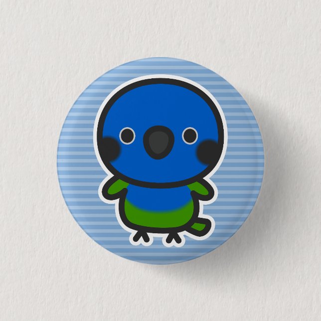 Blue-headed parrot 3 cm round badge (Front)