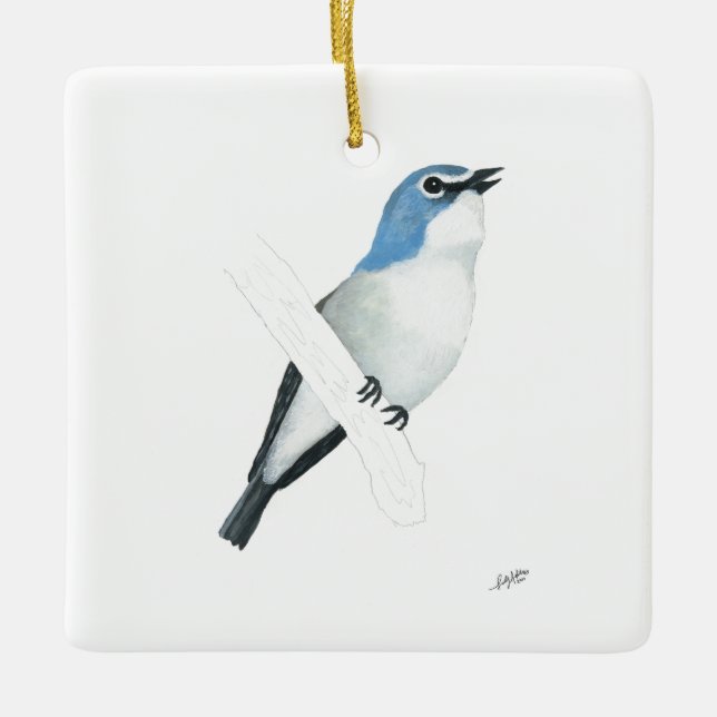 Blue-headed Vireo Ceramic Ornament (Front)