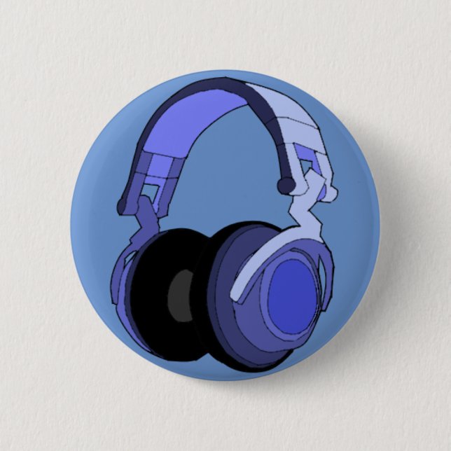 Blue Headphones Digital Art Badge (Front)