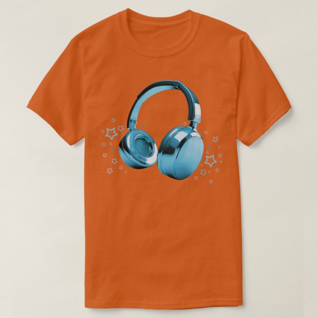 Blue Headphones T-Shirt (Design Front)
