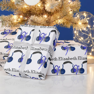 Blue Headset Playing Some Classical Bass Wrapping Paper