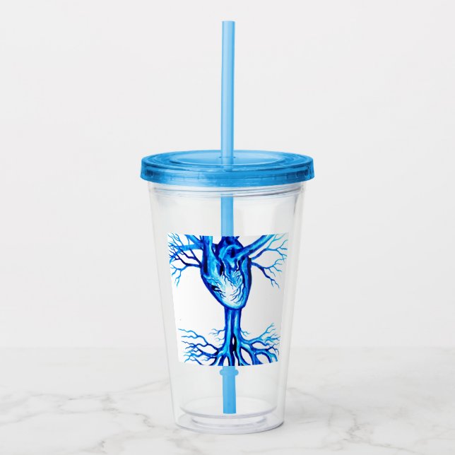 Blue heart acrylic tumbler (Front)