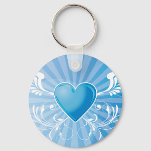 Blue Heart and Wings Key Ring