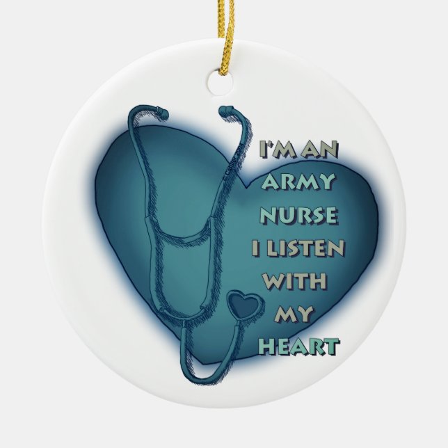 Blue Heart Army Nurse Ceramic Tree Decoration (Front)