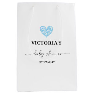 Blue Heart Baby Shower Party Heart Medium Gift Bag