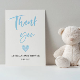 Blue Heart Baby Shower Thank You Card