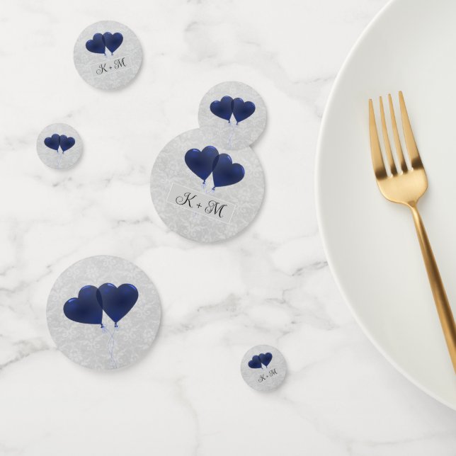 Blue Heart Balloons Wedding Confetti (Group)