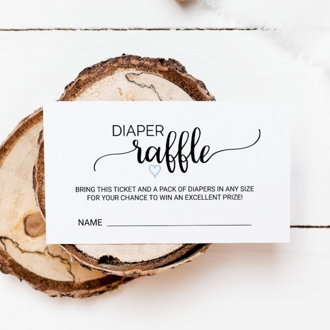 Blue Heart Black Calligraphy Diaper Raffle Insert (Creator Uploaded)