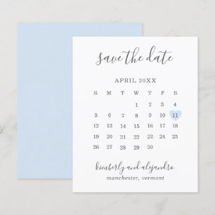 Blue Heart Calender Budget Wedding Save the Date