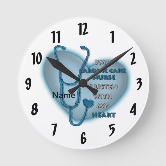 Blue Heart Cardiac Care nurse Round Clock (Front)