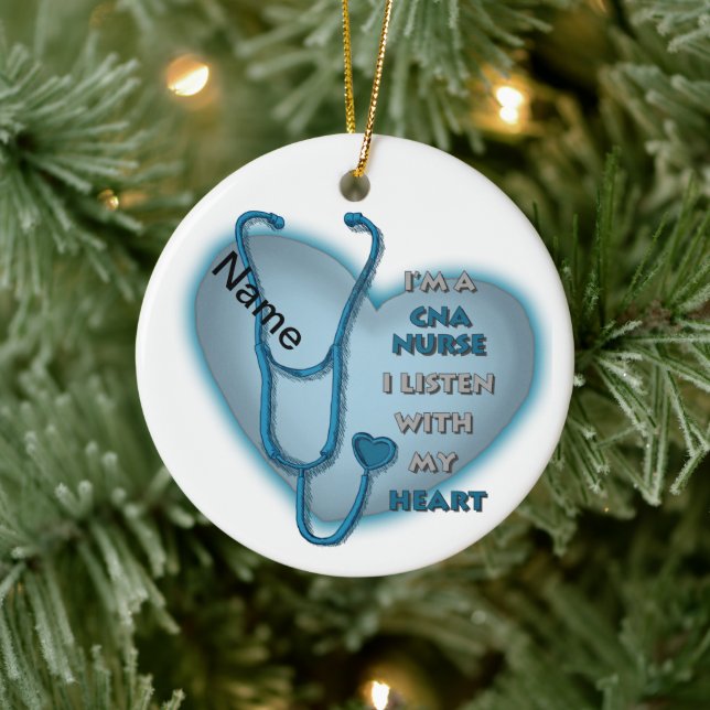 Blue Heart CNA Nurse Ceramic Tree Decoration (Tree)