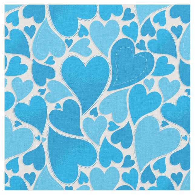 Blue Heart Design Fabric (Close Up)