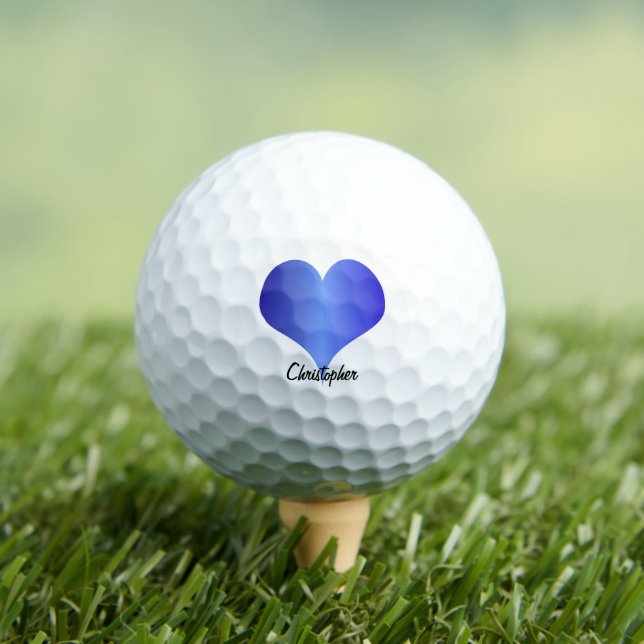 Blue Heart Design Personalised Golf Balls (Insitu Tee)