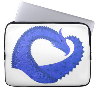 Blue heart dragon on white laptop sleeve