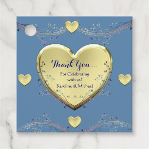 Blue Heart Elegant Wedding Party Favour Tags