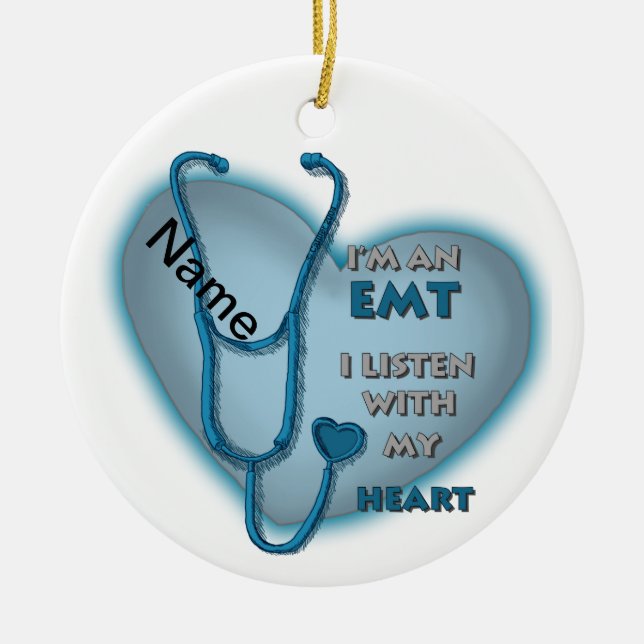 Blue Heart EMT Ceramic Tree Decoration (Front)