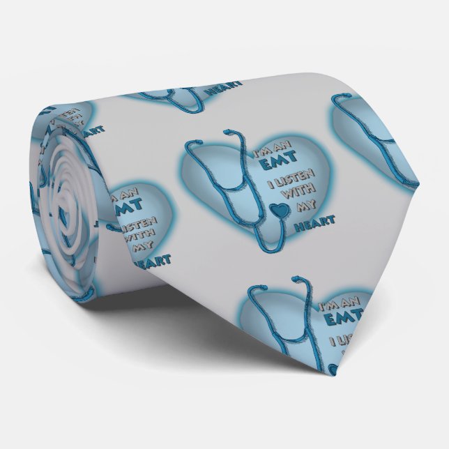 Blue Heart EMT Tie (Rolled)