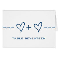 Blue Heart Equation Table Number Card